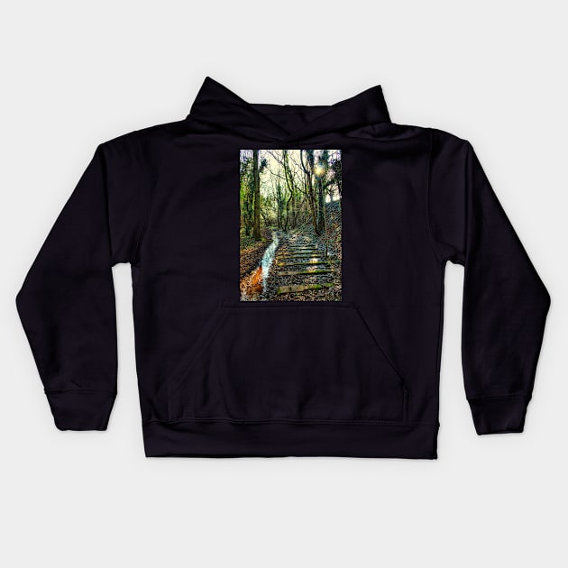 Puddles on the Tracks Kids Hoodie by InspiraImage